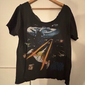 Star Trek Graphic T Shirt Womens Distressed Cutout Y2K Grunge